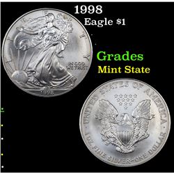 1998 Silver Eagle Dollar $1 Grades Mint State