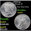 Image 1 : 1924-p Peace Dollar $1 Grades Choice+ Unc