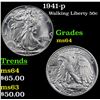 Image 1 : 1941-p Walking Liberty Half Dollar 50c Grades Choice Unc