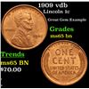Image 1 : 1909 vdb Lincoln Cent 1c Grades GEM Unc BN