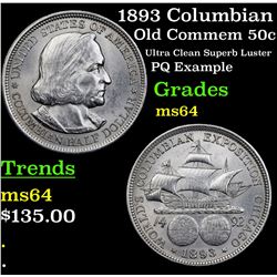 1893 Columbian Old Commem Half Dollar 50c Grades Choice Unc