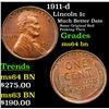 Image 1 : 1911-d Lincoln Cent 1c Grades Choice Unc BN