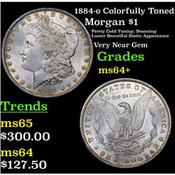 1884-o Colorfully Toned Morgan Dollar $1 Grades Choice+ Unc