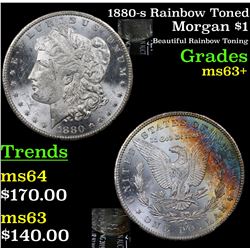 1880-s Rainbow Toned Morgan Dollar $1 Grades Select+ Unc