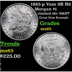 1885-p Vam 9B R6 Morgan Dollar $1 Grades GEM Unc