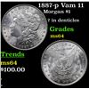 Image 1 : 1887-p Vam 11 Morgan Dollar $1 Grades Choice Unc