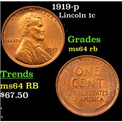 1919-p Lincoln Cent 1c Grades Choice Unc RB