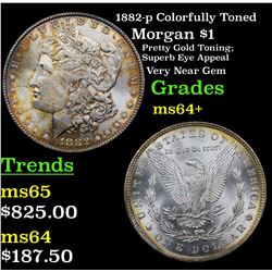 1882-p Colorfully Toned Morgan Dollar $1 Grades Choice+ Unc
