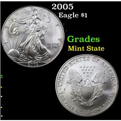 2005 Silver Eagle Dollar $1 Grades Mint State