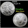 Image 1 : 2005 Silver Eagle Dollar $1 Grades Mint State