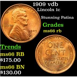 1909 vdb Lincoln Cent 1c Grades GEM+ Unc RB