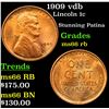 Image 1 : 1909 vdb Lincoln Cent 1c Grades GEM+ Unc RB