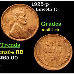 1925-p Lincoln Cent 1c Grades Choice Unc RB