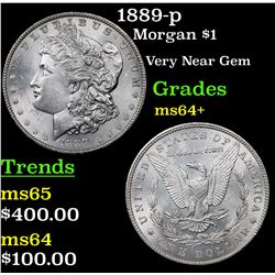 1889-p Morgan Dollar $1 Grades Choice+ Unc