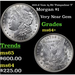 1921-d Vam 1q R6 'Pompadour T' Morgan Dollar $1 Grades Choice+ Unc