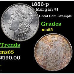 1886-p Morgan Dollar $1 Grades GEM Unc