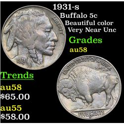 1931-s Buffalo Nickel 5c Grades Choice AU/BU Slider