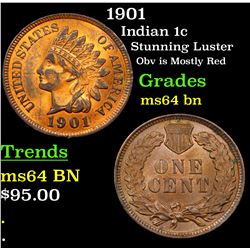 1901 Indian Cent 1c Grades Choice Unc BN