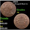 Image 1 : 1803 Draped Bust Large Cent 1c Grades ag