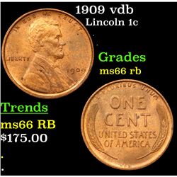 1909 vdb Lincoln Cent 1c Grades GEM+ Unc RB
