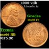 Image 1 : 1909 vdb Lincoln Cent 1c Grades GEM+ Unc RB