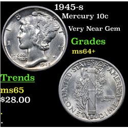 1945-s Mercury Dime 10c Grades Choice+ Unc