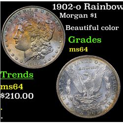 1902-o Rainbow Toned Morgan Dollar $1 Grades Choice Unc