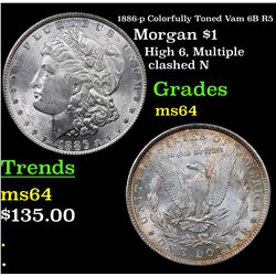 1886-p Colorfully Toned Vam 6B R5 Morgan Dollar $1 Grades Choice Unc