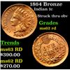 Image 1 : 1864 Bronze Indian Cent 1c Grades Select Unc RD