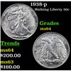 Image 1 : 1938-p Walking Liberty Half Dollar 50c Grades Choice Unc