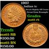 Image 1 : 1907 Indian Cent 1c Grades GEM Unc RB
