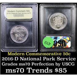 2016-d National Park Service Modern Commem Half Dollar 50c Graded ms70, Perfection By USCG