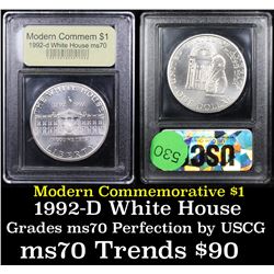 1992-d White House Modern Commem Dollar $1 Graded ms70, Perfection By USCG