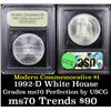 Image 1 : 1992-d White House Modern Commem Dollar $1 Graded ms70, Perfection By USCG