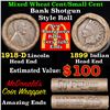 Image 1 : Mixed small cents 1c orig shotgun roll, 1918-d Wheat Cent, 1899 Indian Cent other end,McDnalds Wrapp
