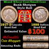 Image 1 : Mixed small cents 1c orig shotgun roll, 1917-d Wheat Cent, 1898 Indian Cent other end, McDnalds Wrap