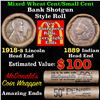 Image 1 : Mixed small cents 1c orig shotgun roll, 1918-s Wheat Cent, 1889 Indian Cent other end, McDonalds Wra