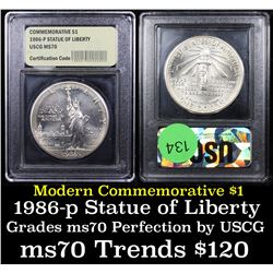1986-p Liberty Modern Commem Dollar $1 Graded ms70, Perfection By USCG