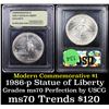 Image 1 : 1986-p Liberty Modern Commem Dollar $1 Graded ms70, Perfection By USCG
