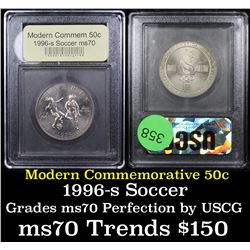 1996-s Olympics Soccer Modern Commem Half Dollar 50c Graded ms70, Perfection By USCG