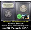Image 1 : 1996-s Olympics Soccer Modern Commem Half Dollar 50c Graded ms70, Perfection By USCG