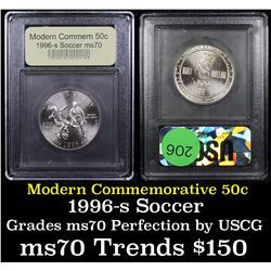 1996-s Olympics Soccer Modern Commem Half Dollar 50c Graded ms70, Perfection By USCG