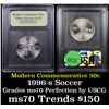 Image 1 : 1996-s Olympics Soccer Modern Commem Half Dollar 50c Graded ms70, Perfection By USCG