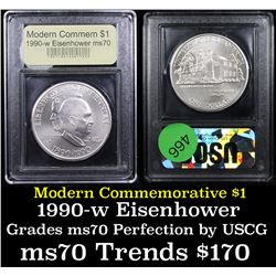 1990-w Eisenhower Modern Commem Dollar $1 Graded ms70, Perfection By USCG