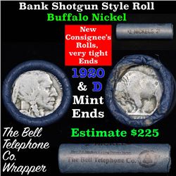 Buffalo Nickel Shotgun Roll in Old Bank Style 'Bell Telephone'  Wrapper 1920 & d Mint Ends Grades