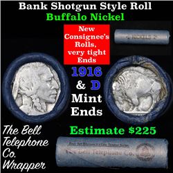 Buffalo Nickel Shotgun Roll in Old Bank Style 'Bell Telephone'  Wrapper 1916 & d Mint Ends Grades