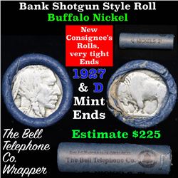 Buffalo Nickel Shotgun Roll in Old Bank Style 'Bell Telephone'  Wrapper 1927 & d Mint Ends Grades