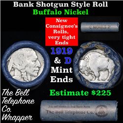 Buffalo Nickel Shotgun Roll in Old Bank Style 'Bell Telephone'  Wrapper 1919 & d Mint Ends Grades