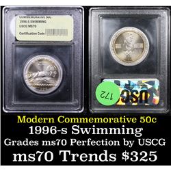 1996-s Olympics Swimming Modern Commem Half Dollar 50c Graded ms70, Perfection By USCG