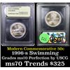 Image 1 : 1996-s Olympics Swimming Modern Commem Half Dollar 50c Graded ms70, Perfection By USCG